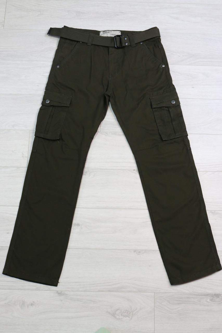 Джинсы-карго мужские Iteno с накладными карманами р. 40 Зеленый (1672/31394765)