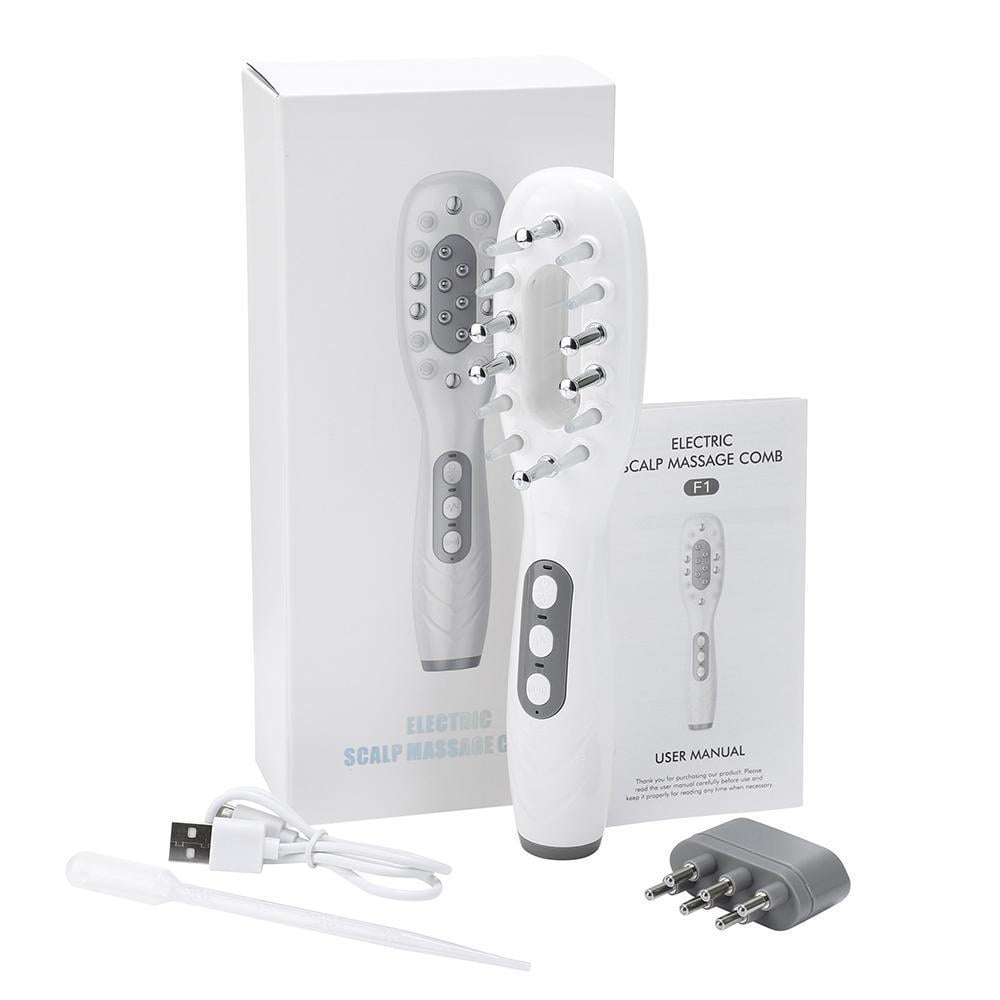 Гребінець електричний масажний з вібрацією/світлотерапією та EMS проти випадіння та прискорення росту волосся