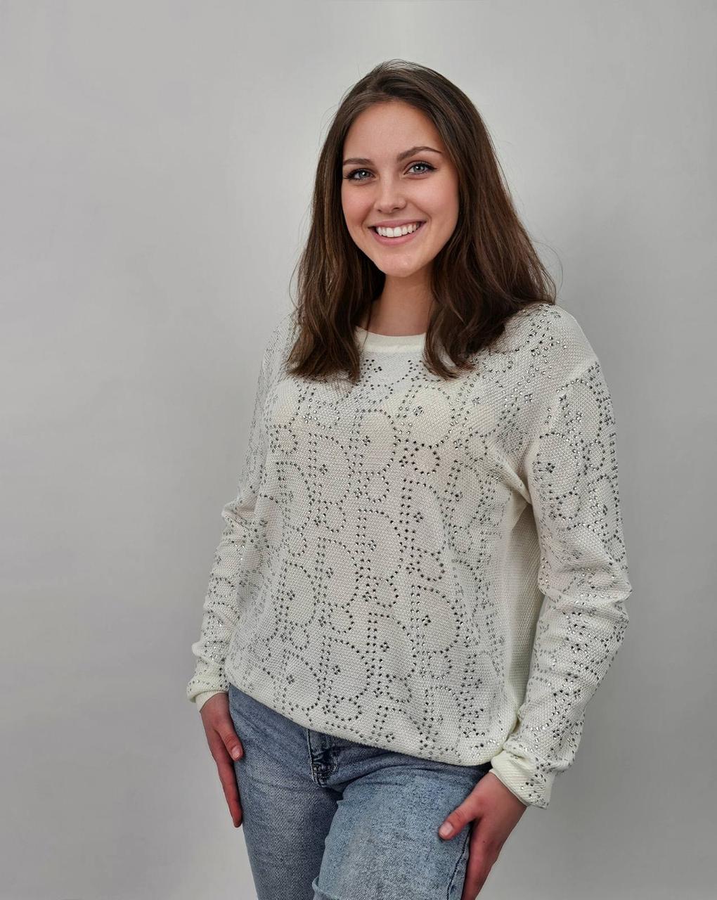 Кофта жіноча трикотажна р. 46–50 Білий (25713348) - фото 1 Кофта жіноча трикотажна р. 46–50 Білий (25713348) - фото 1