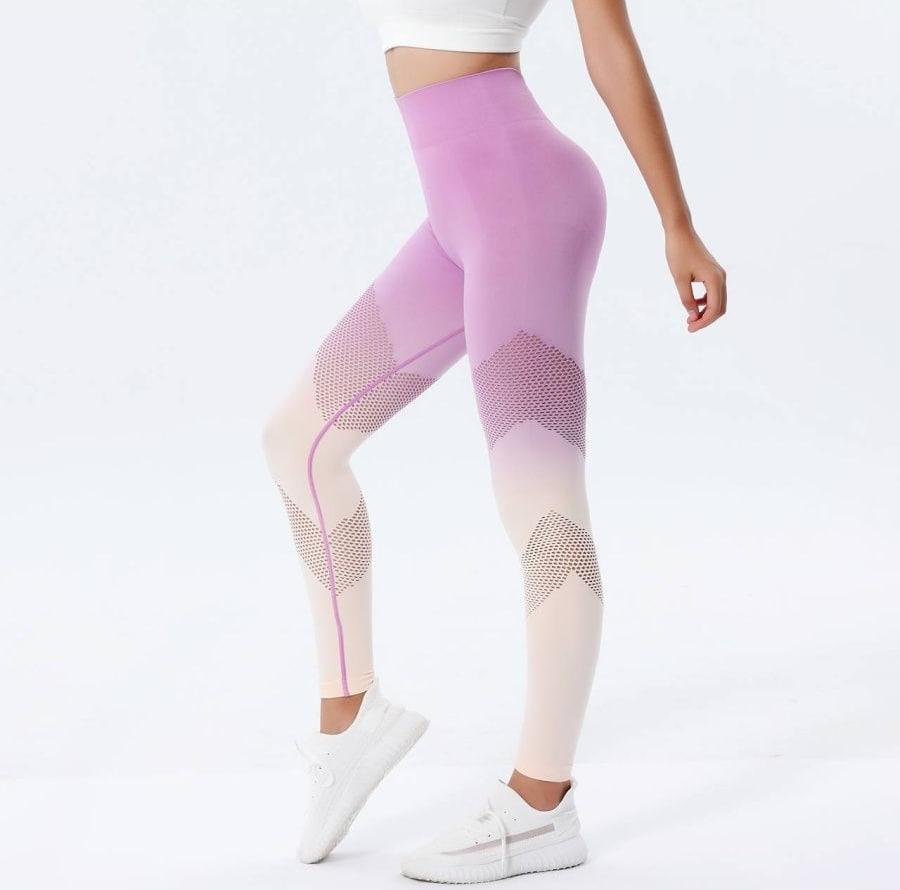 Легінси з градієнтом та перфорацією S Фіолетово-жовтий (DL05S) - фото 2