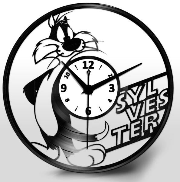 Часы настенные Кот Сильвестр 2921 из виниловой пластинки