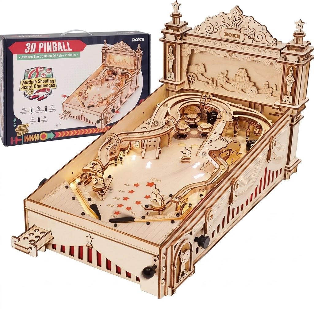 Конструктор 3D дерев'яний ROKR EG01 Pinball Machine із підрахунком очок (35223640)