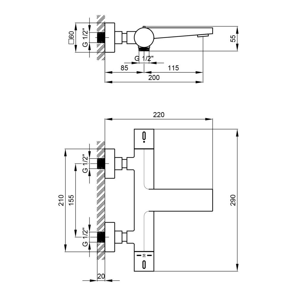 Змішувач для ванни Qtap Votice QVTC30T105GC термостатичний Chrome (2553560473) - фото 3