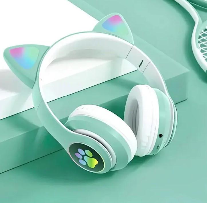 Наушники Bluetooth MDR CAT ear VZV-23M 7805 с подсветкой Mint (019629) - фото 2