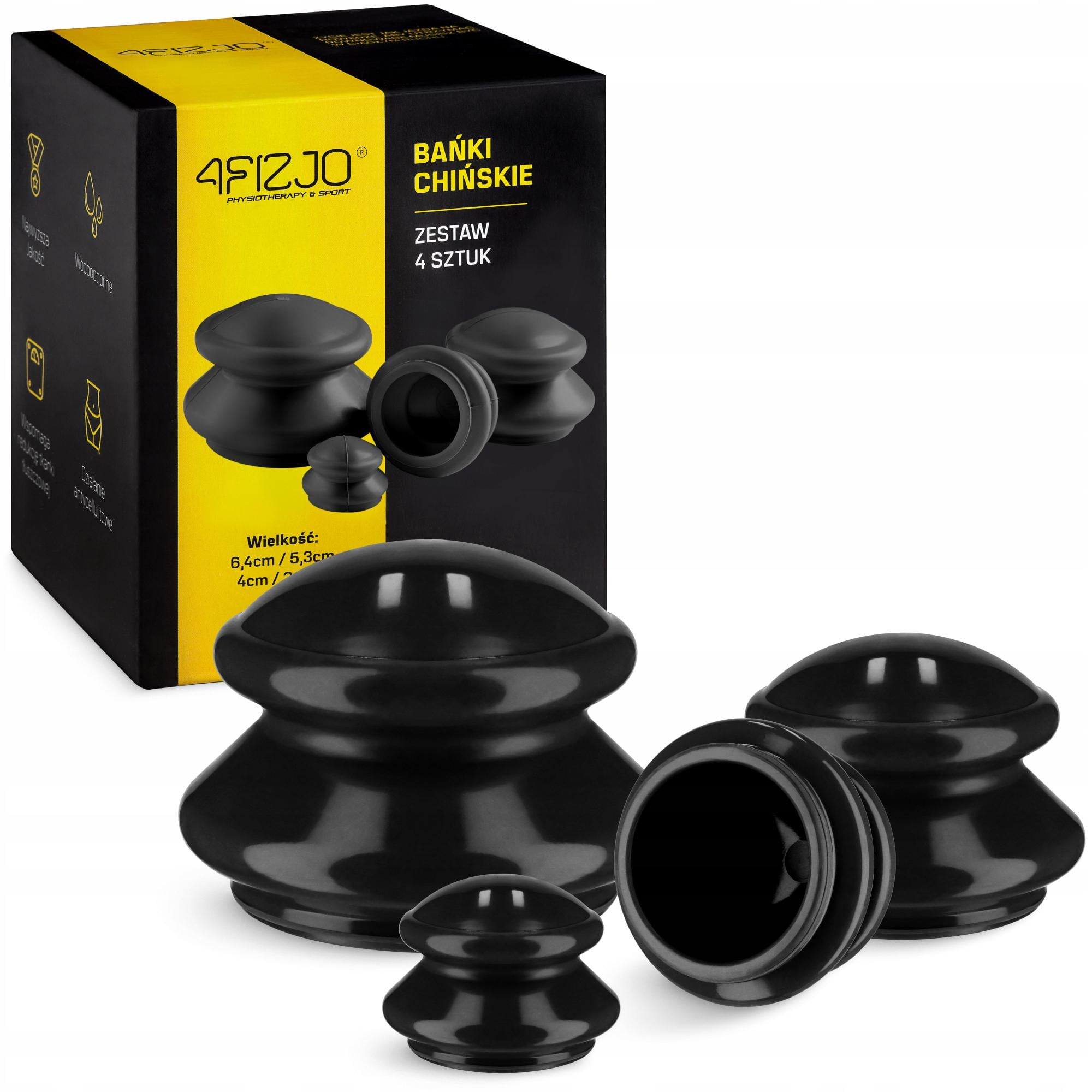 Вакуумні масажні банки 4FIZJO для тіла 4 шт. Black (P-5907739314918)