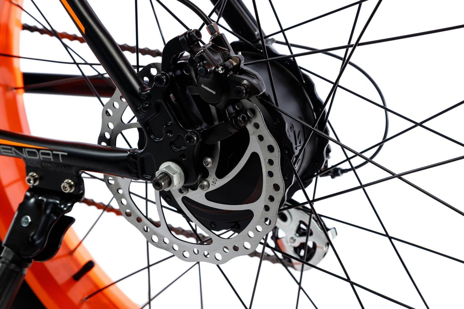 Электровелосипед фэтбайк Wendat c гидравлическими тормозами 26"/19" 48V 24Ah 1000W Черно-оранжевый (EVFWCO) - фото 6