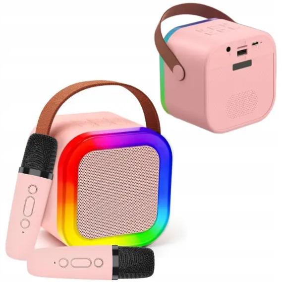 Колонка Bluetooth K12 Led з двома бездротовими мікрофонами Рожевий - фото 3 Колонка Bluetooth K12 Led з двома бездротовими мікрофонами Рожевий - фото 3