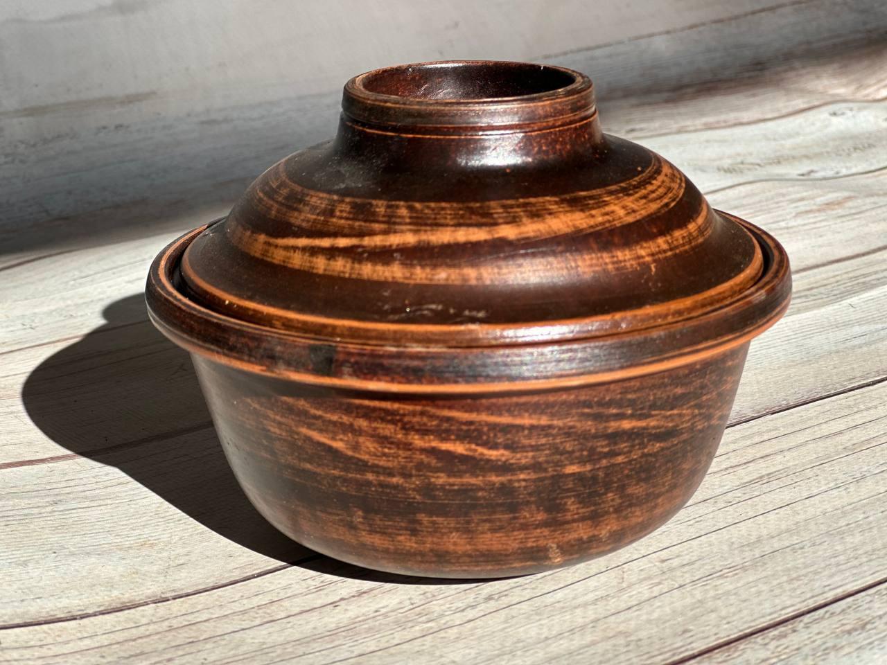 Горшок-пиала 2в1 из красной глины 500 мл (2562091864)