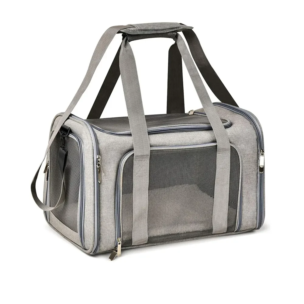 Сумка-переноска для домашних животных складная с плюшевым вкладышем 40х25х25 см Серый (23506152)