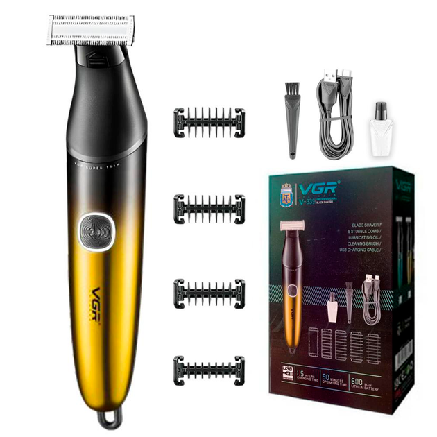 Бритва чоловіча акумуляторна триммер VGR V-339 USB Золотистий