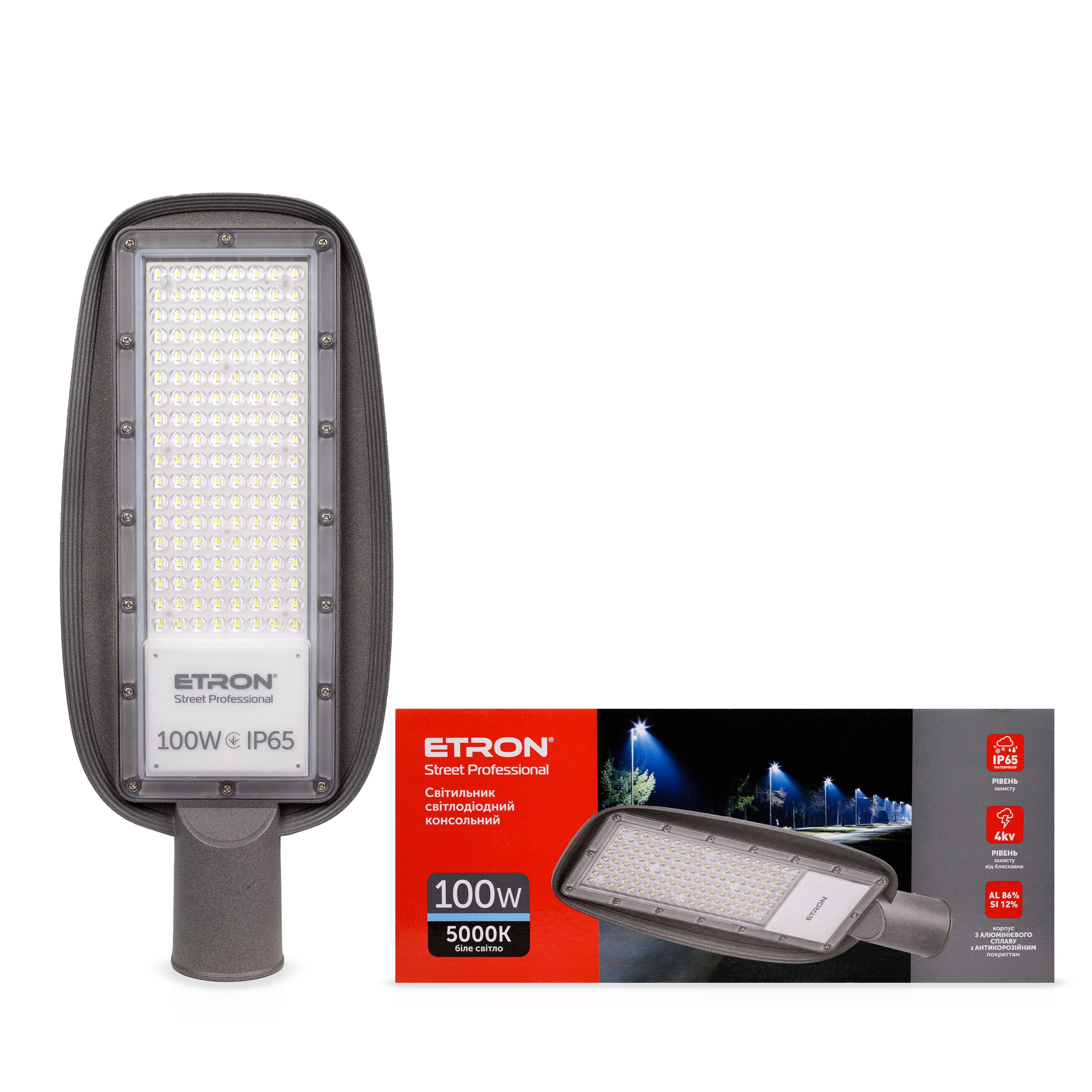 Консольний ліхтар вуличний ETRON 1-ESP-334 Street Professional 100W IP65 5000K (18618)
