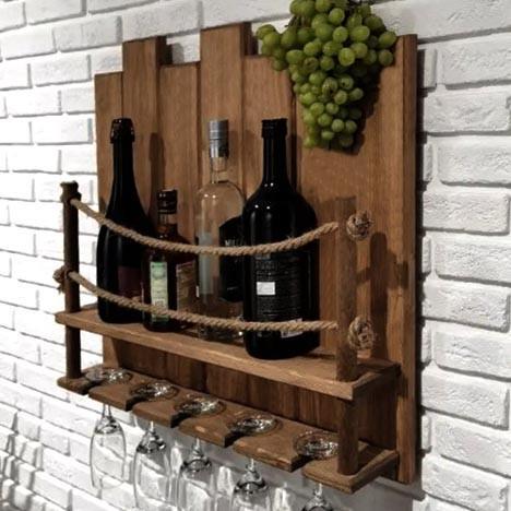 Полка для вина настенная из дерева Миосуми Макоре (ПНК-016526)