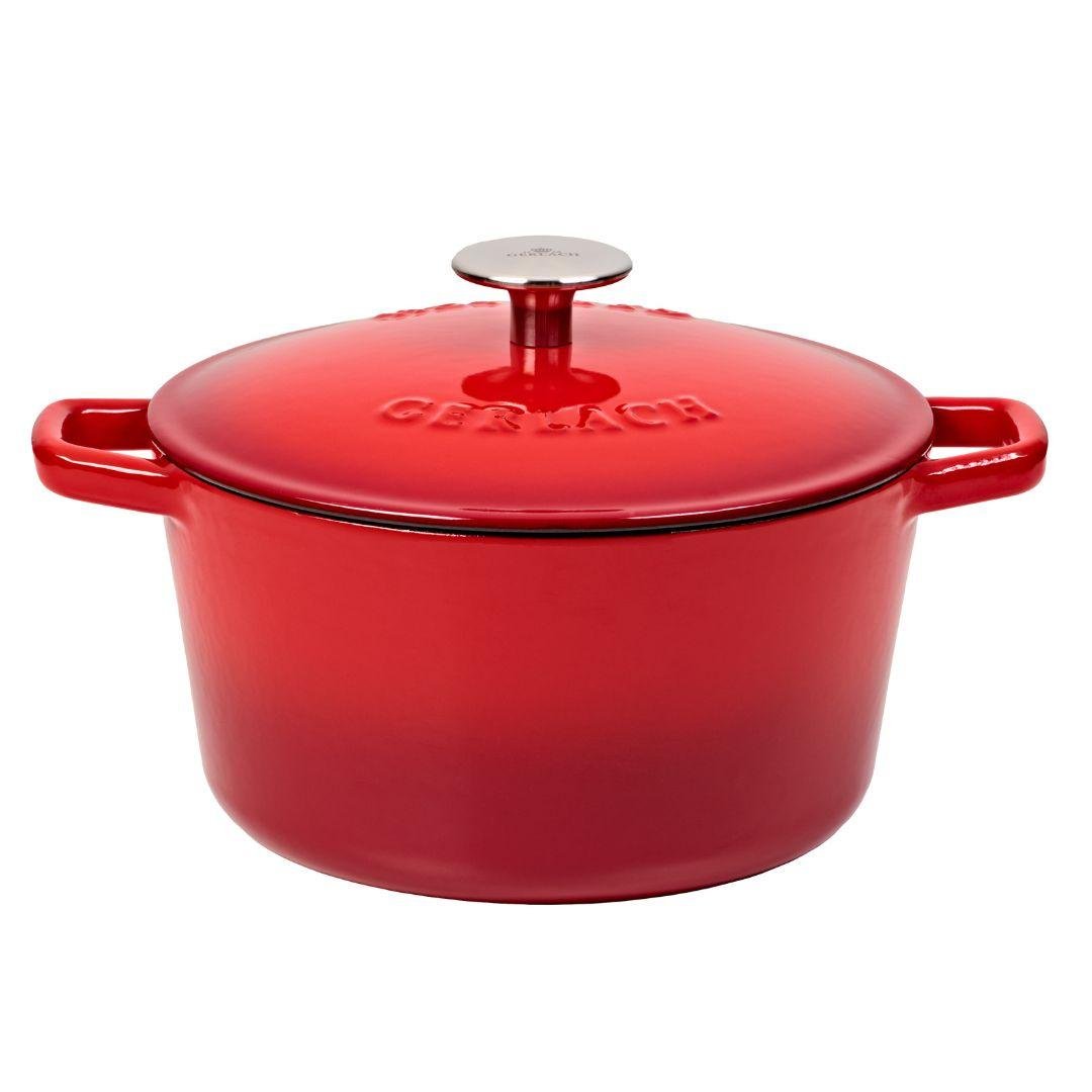 Кастрюля с крышкой чугунная Gerlach Natur Iron с эмалевым покрытием для любых плит и духовки 21 см 3 л Красный (2526479073)