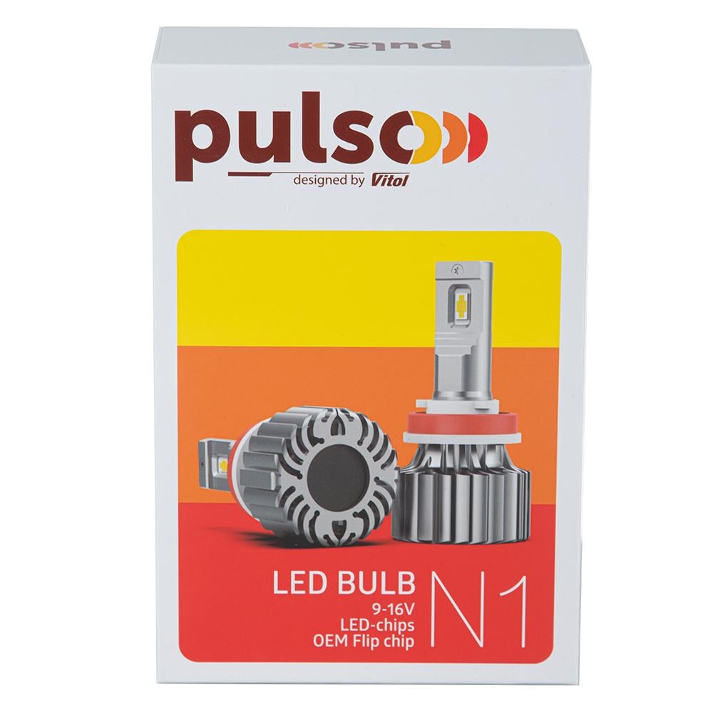 Автомобильные лампы светодиодные PULSO N1-H7 LED-chips OEM PHILIPS Flip chip 9-16V 2x70W 8500Lm 6500K (38021207)