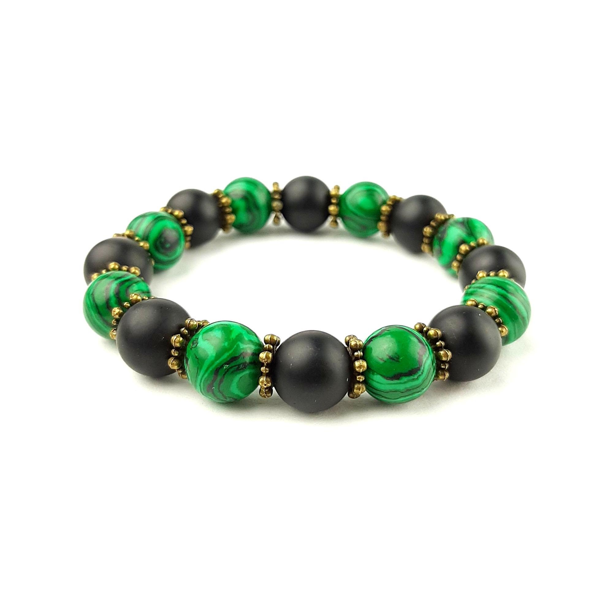 Браслет DARSANA Свобода из натурального камня шунгит/малахит (DRSU094)