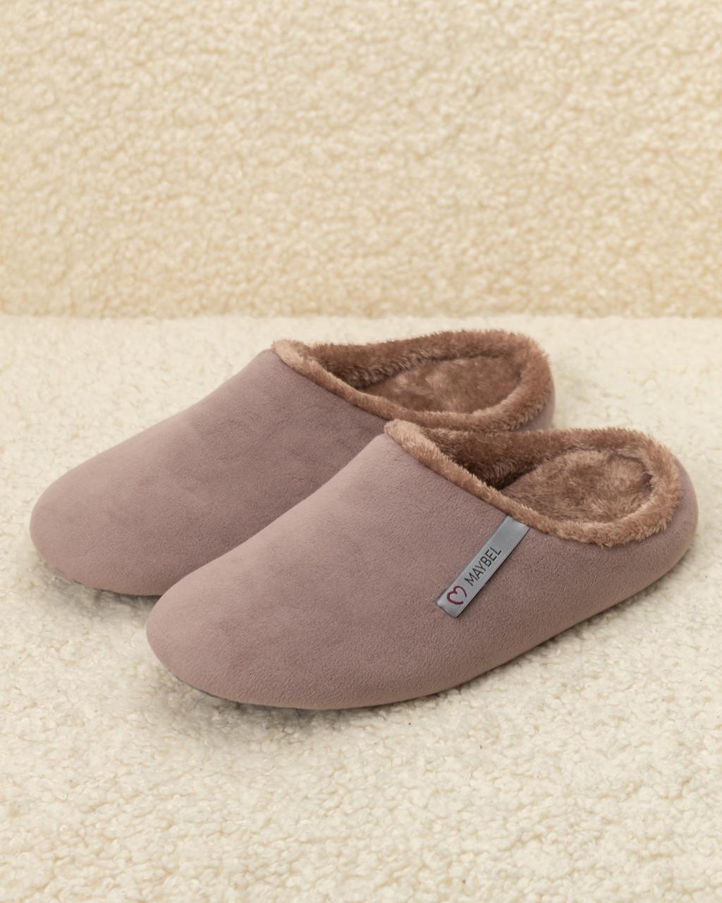 Тапочки домашние велюровые утепленные закрытые Мокко (2153564494)