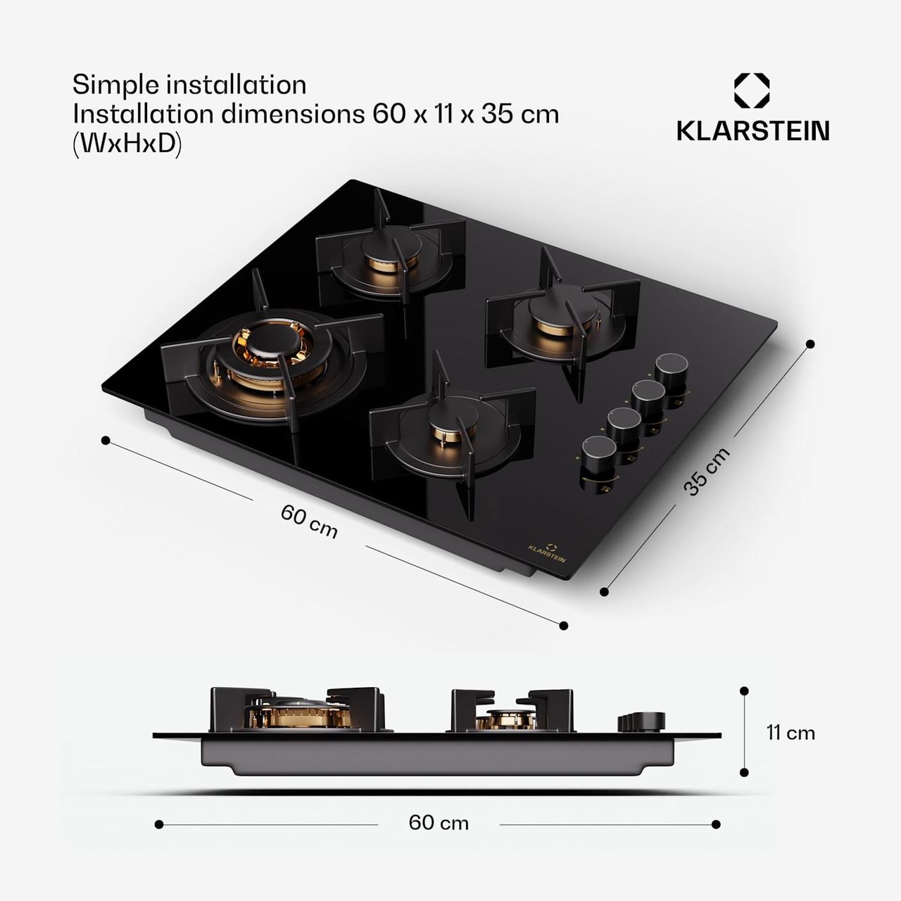 Плита газова варильна KLARSTEIN Goldflame 4 4 конфорки Чорний (10045625) - фото 7