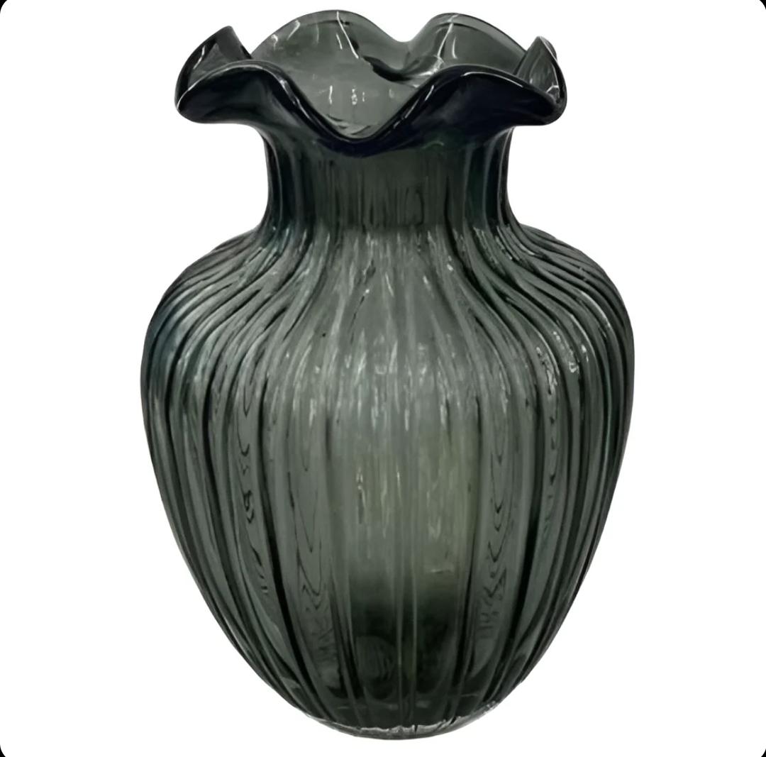 Ваза декоративна YIWU Small Wave скляна 24,5 см Чорний (HP-1701-1)