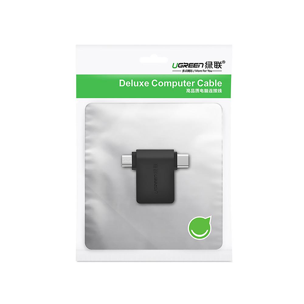 Адаптер OTG UGREEN 2in1 USB3.0 Female to MicroUSB Male Type-C Male Adapter Black (30453) - фото 9