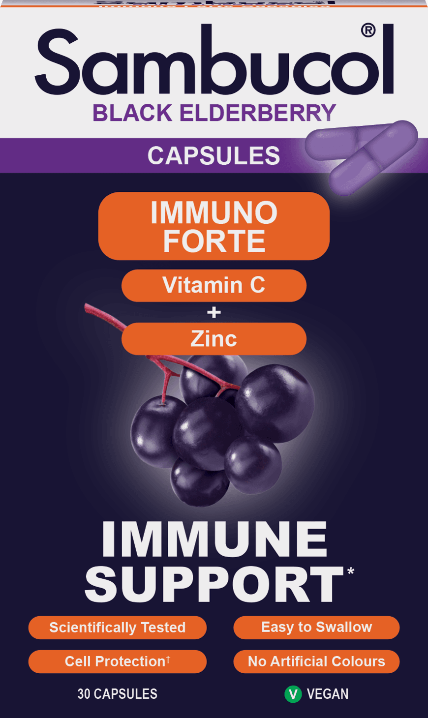 Самбукол капсулы для иммунитета Sambucol Immuno Forte Черная бузина/Витамин С/Цинк от 12 лет 30 шт. - фото 2