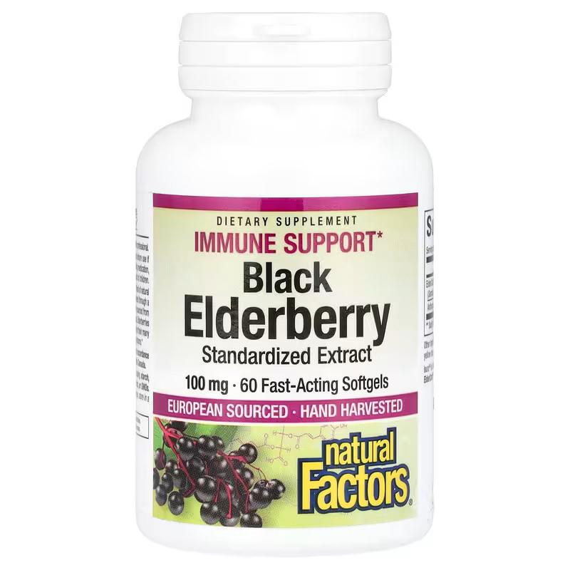 Экстракт черной бузины Natural Factors Black Elderberry 100 mg 60 порций 60 порций