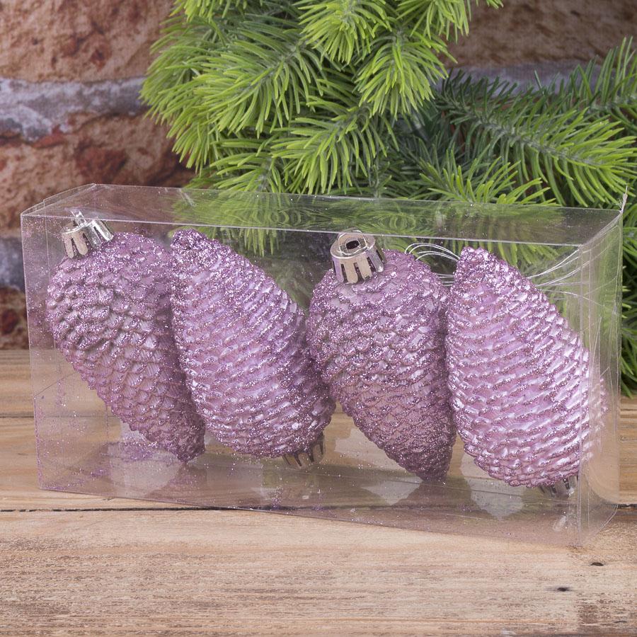 Елочные игрушки Шишки 9 см 4 шт. Сиреневый (2996-6)