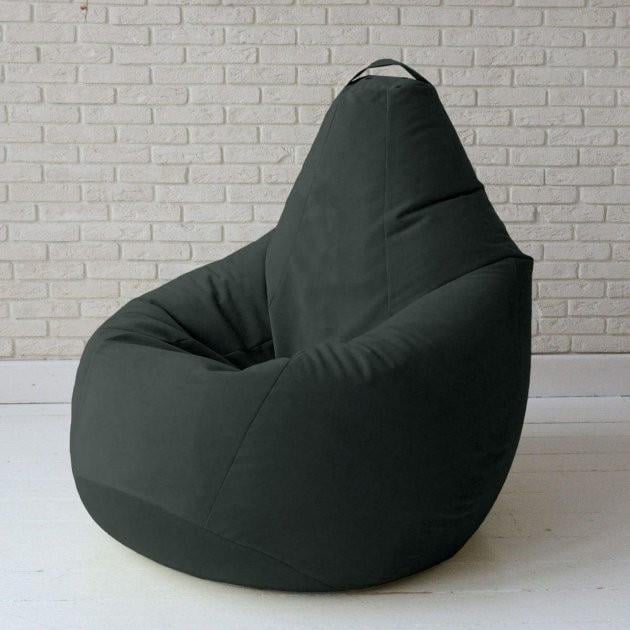 Крісло-мішок Груша з внутрішнім чохлом велюр XXXL Чорний - фото 1