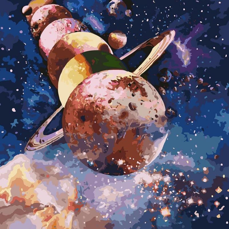 Картина по номерам Ідейка Зодиак Парад планет с золотой краской 50х50 см (KHO9537)