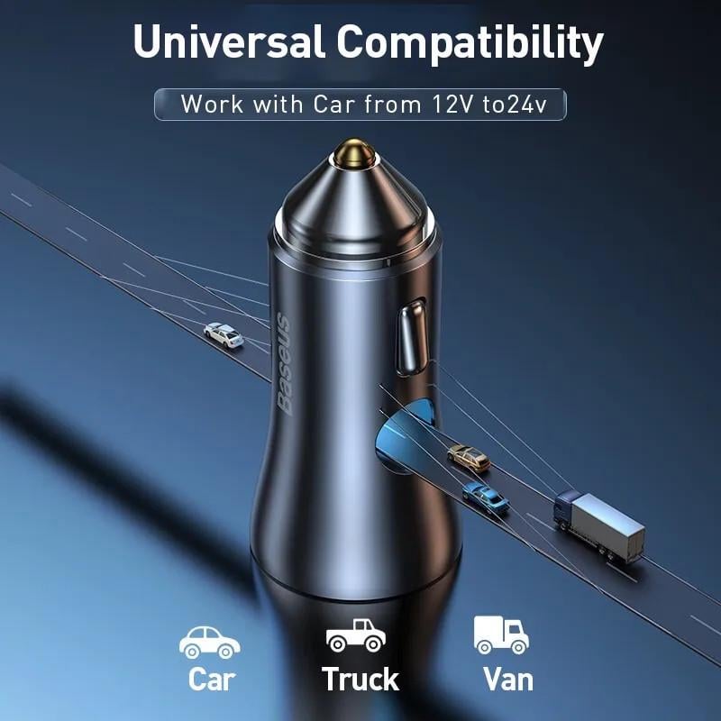 Автомобильное зарядное BASEUS 60W 1 Type-C 30w/USB 30w Metall (25397419) - фото 7 Автомобильное зарядное BASEUS 60W 1 Type-C 30w/USB 30w Metall (25397419) - фото 7