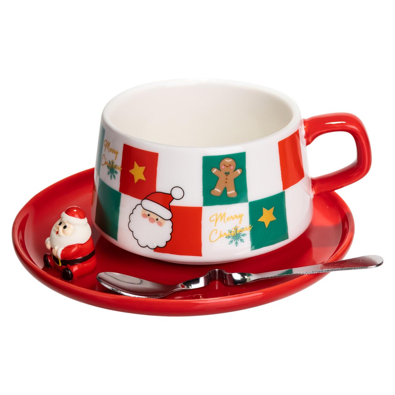 Чашка для латте-арту порцелянова Christmas із блюдцем 250 мл (FM-CS-10C) - фото 2