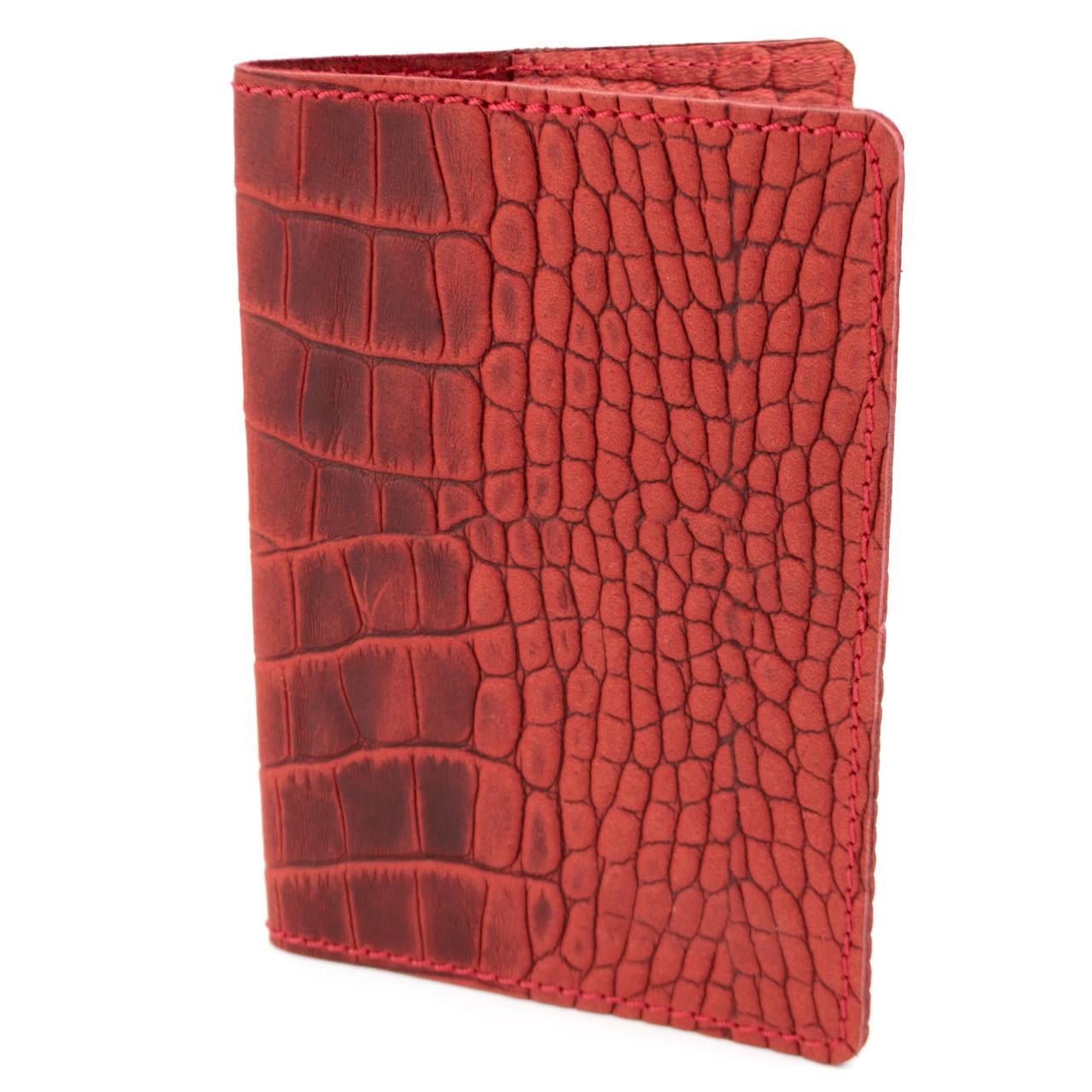 Обложка на паспорт HandyCover Lika Крокодил кожаная Красный