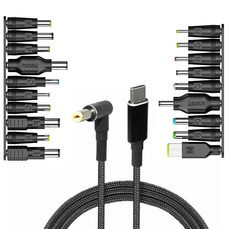 Кабель универсальный для зарадки ноутбука Type-C-DC5,5x2,5 100W с переходниками 19 шт. (PD100W)