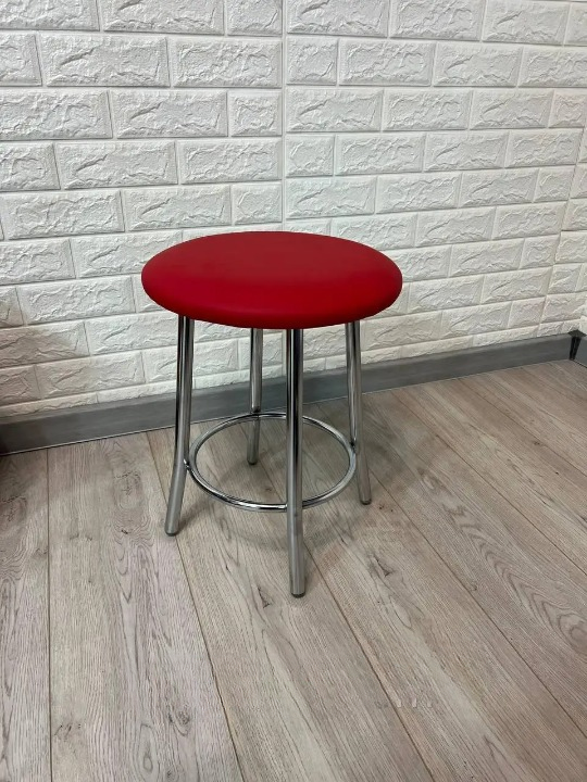 Табурет кухонний TEDDY металевий з м'яким сидінням 35х45 см Червоний/Хром (28374174)