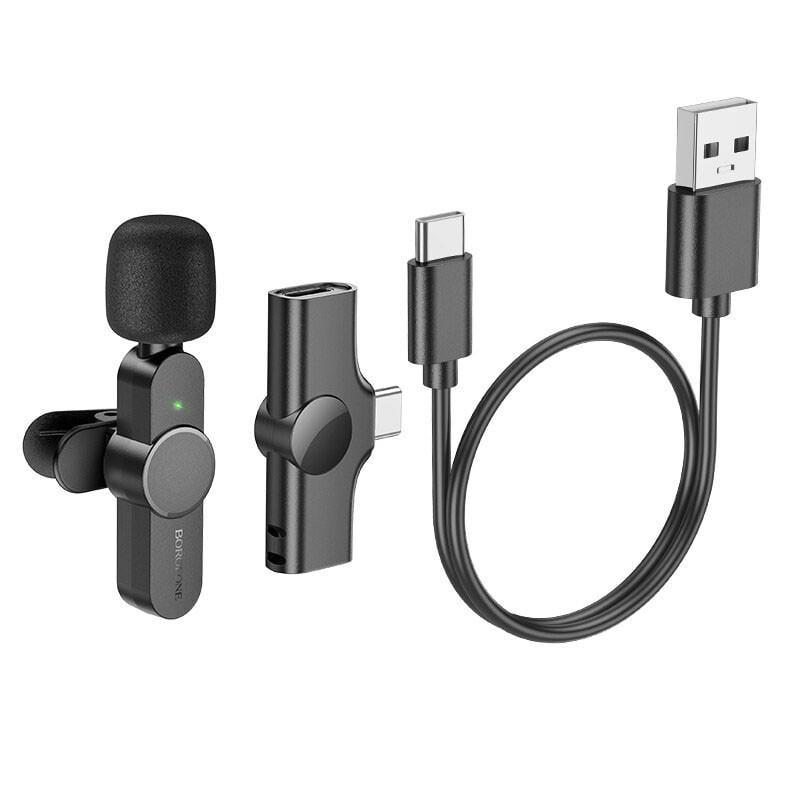 Микрофон петличный беспроводной Borofone BFK12 Trophy lavalier Lightning/Type-C Black (00000074394_1) Микрофон петличный беспроводной Borofone BFK12 Trophy lavalier Lightning/Type-C Black (00000074394_1)