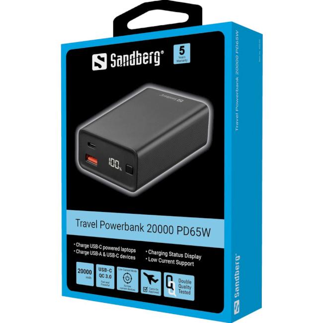 Повербанк Sandberg PD 65W 20000 mAh Чорний (420-95) - фото 3