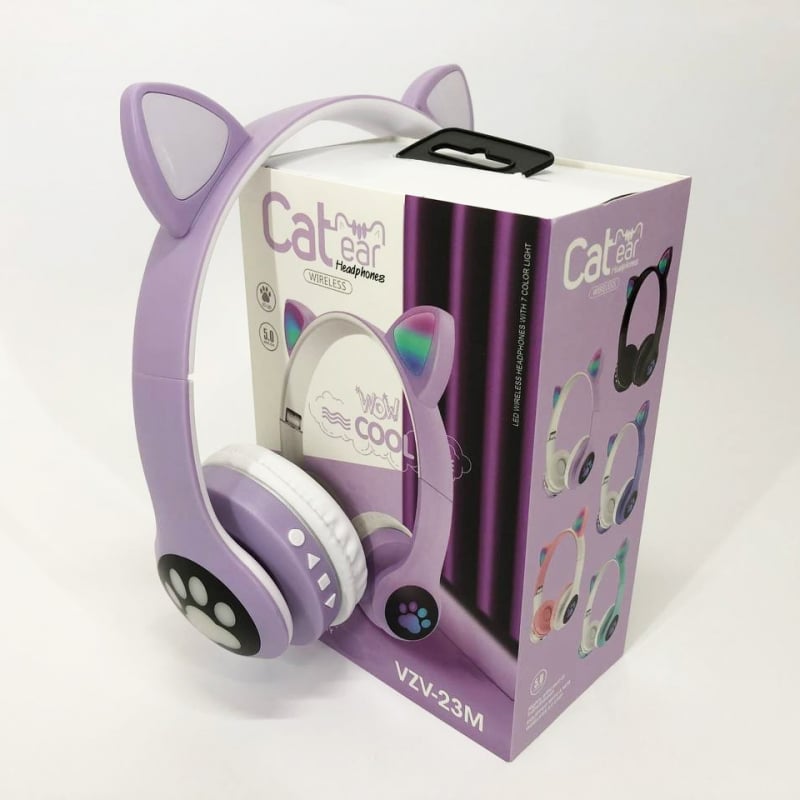 Наушники беспроводные Cat VZV 23M со светящимися кошачьими ушками Purple (tf4346) - фото 6