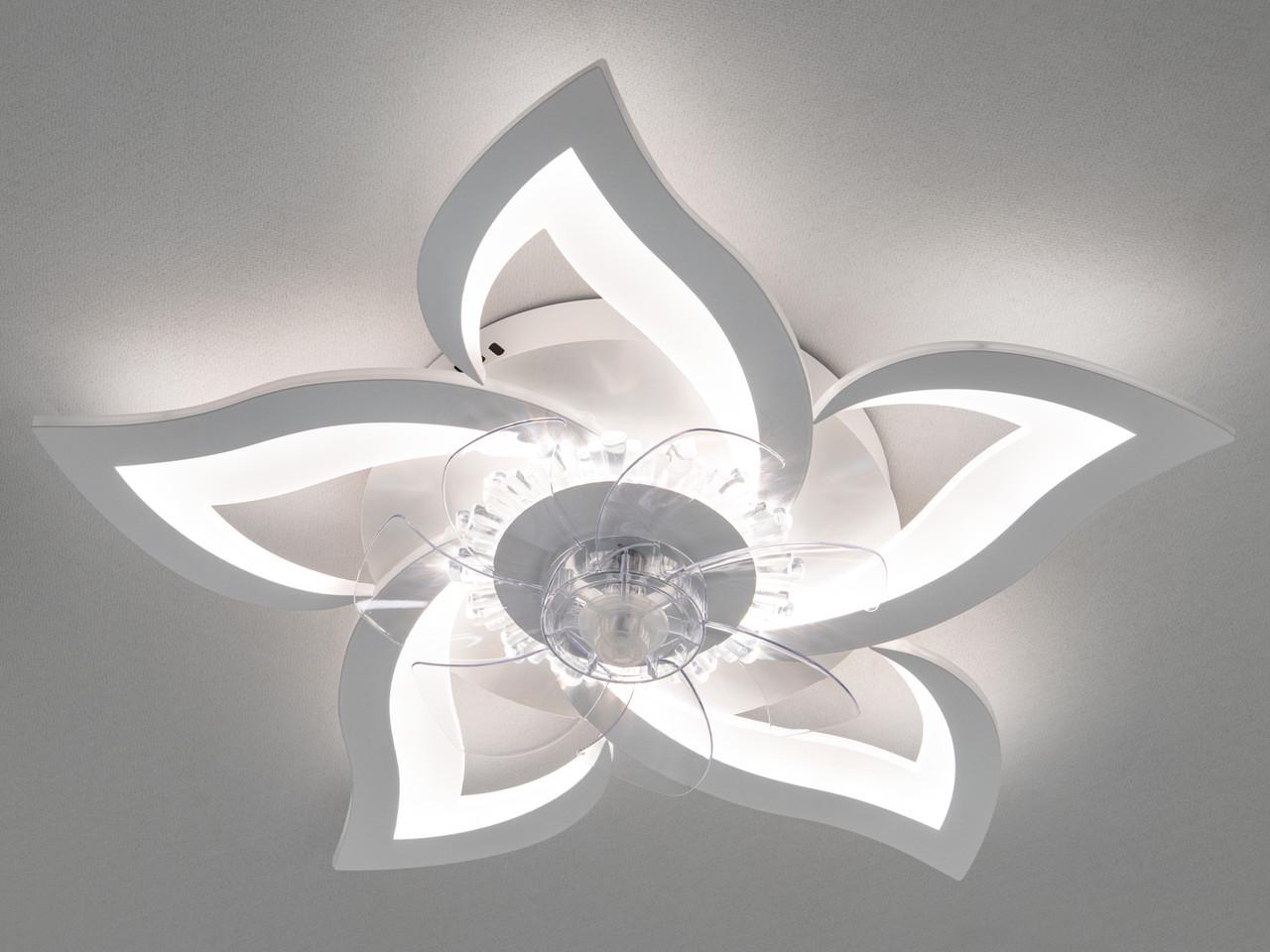 LED люстра-вентилятор з пультом до спальні 8146-5WHFS-LS 90W на 14 м2 Білий (2561148755)