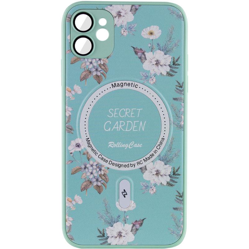 Противоударный TPU+PC чехол Secret Garden with MagSafe для Apple iPhone 12 (6.1") Mint