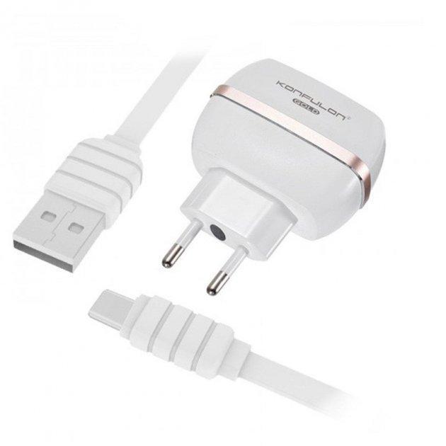 Зарядний пристрій мережевий Konfulon C23/S33A 5V 2,4A з USB-кабелем Type-C 2в1 Білий (1858272835) - фото 3 Зарядний пристрій мережевий Konfulon C23/S33A 5V 2,4A з USB-кабелем Type-C 2в1 Білий (1858272835) - фото 3
