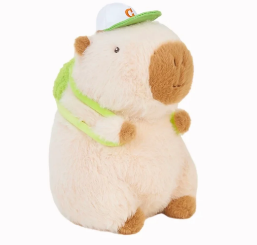 Мягкая игрушка плюшевая детская Капибара с рюкзачком бейсбол 23 см (2797537440)