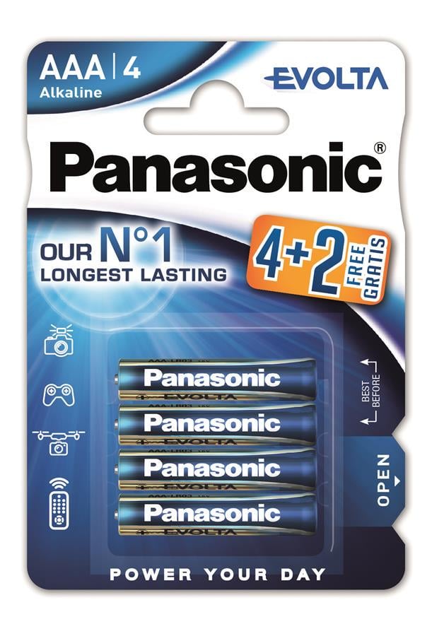 Батарейка Panasonic EVOLTA ААА Alkaline LR03EGE/6B2F 1,5В 6 шт. (11401492)