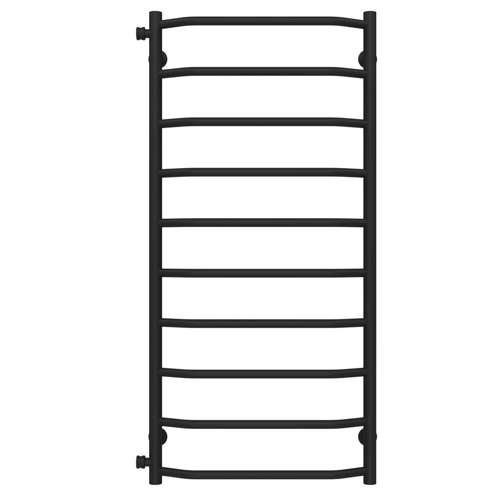 Полотенцесушитель водяной Deffi Трапеция П10 боковое левое подключение нержавеющая сталь 500х1100 мм Черный (C.TR.110.50.10.B.B)