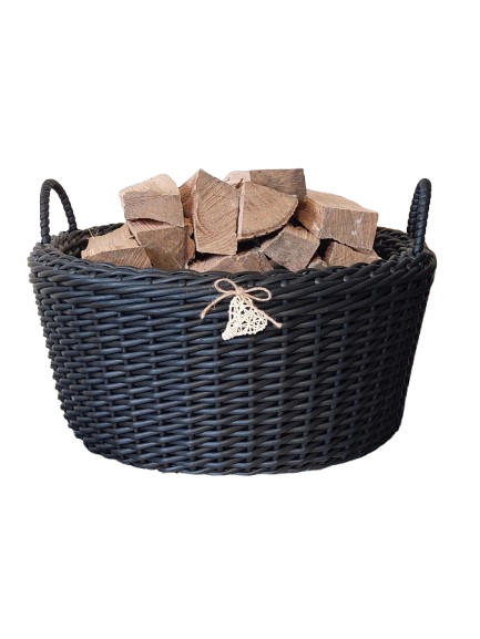 Корзина с ручками для дров из искусственного ротанга ручной работы 45 л Черный (133006) - фото 3 Корзина с ручками для дров из искусственного ротанга ручной работы 45 л Черный (133006) - фото 3