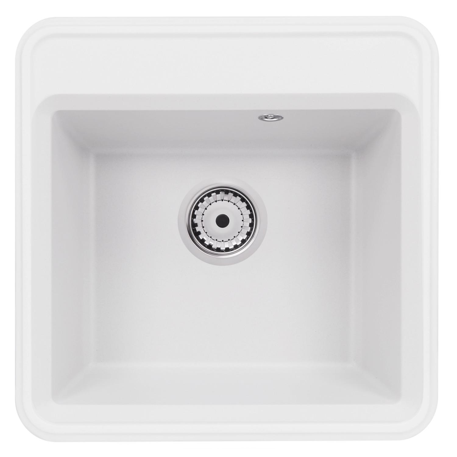 Мойка кухонная Qtap гранитная QTCS5151WHI 505x505 мм квадратная Белая (124551)