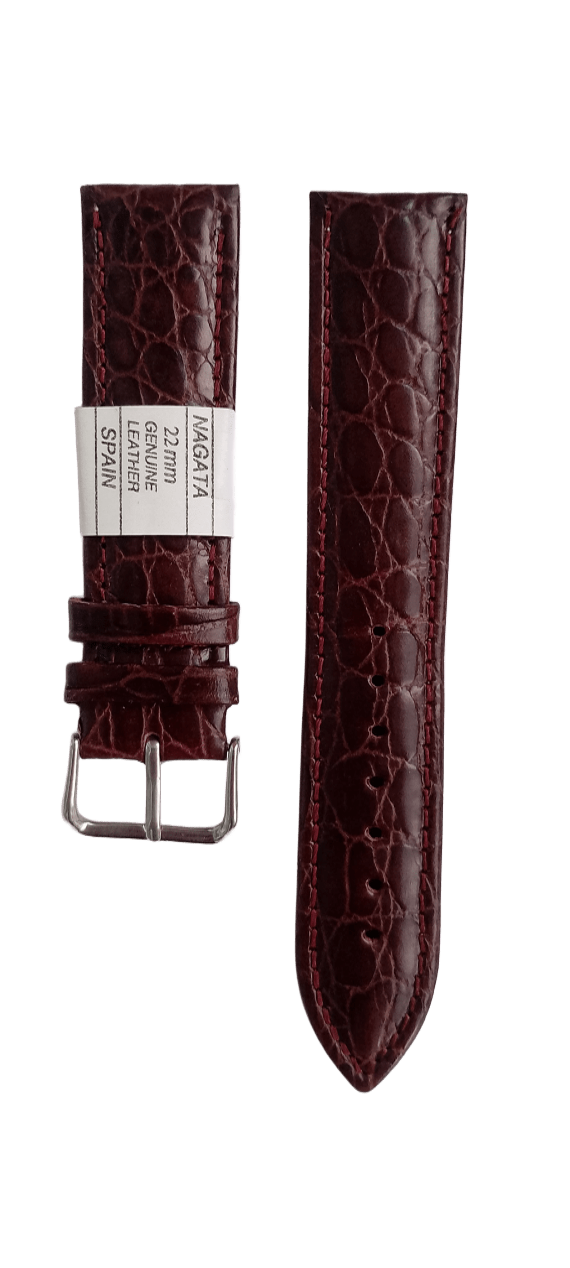 Ремешок для часов кожаный крокодил 22х175 мм Коричневый (2453В)