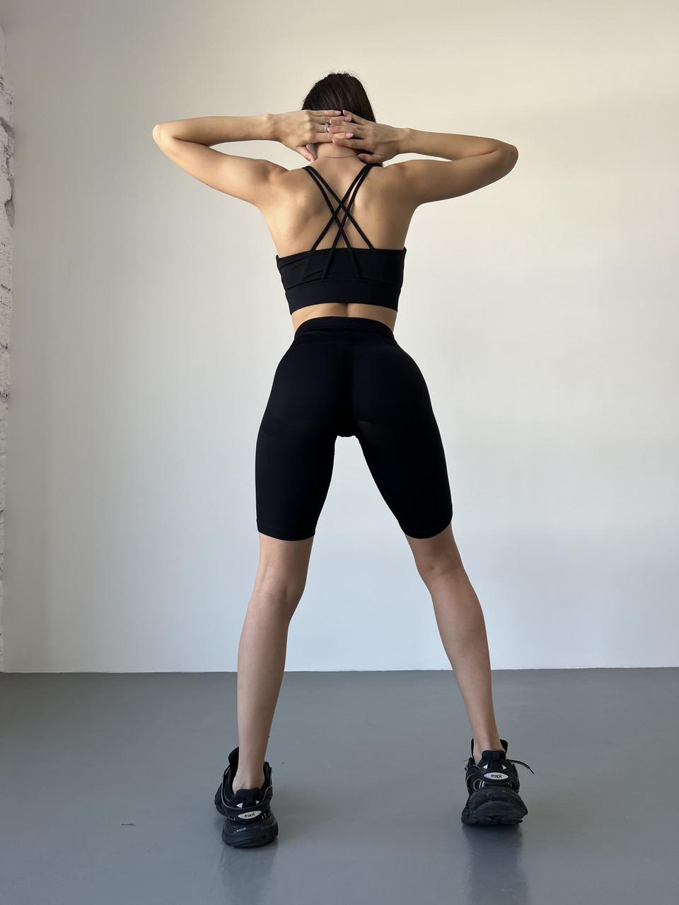 Шорты женские для фитнеса спортивные шорты с эффектом пуш-ап XL Черный (NCSH07M) - фото 2