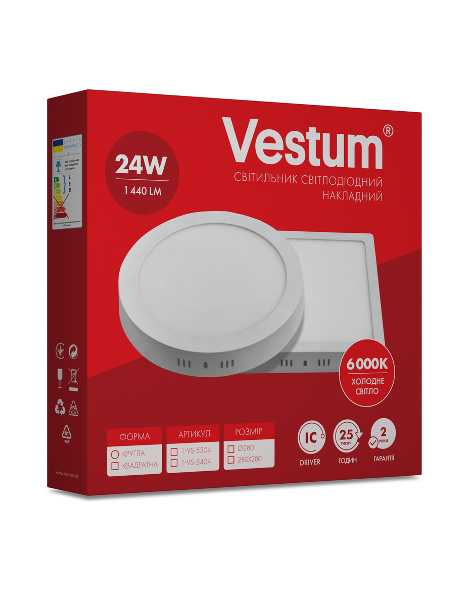 Світильник Vestum 24W 6000K 220V 1-VS-5304 світлодіодний (17812175) - фото 3