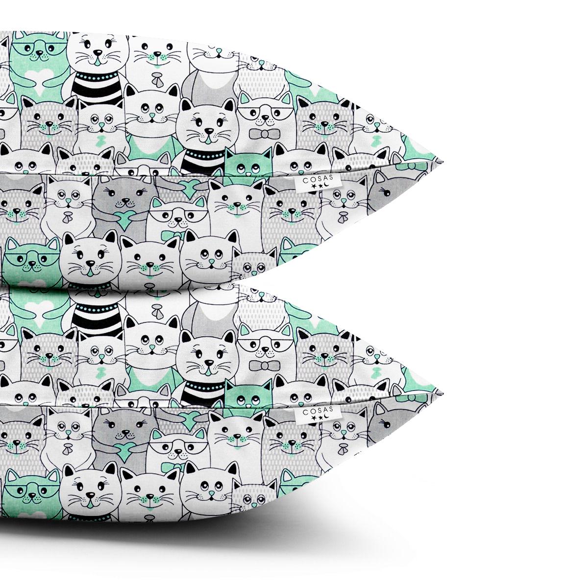 Набор наволочек Cosas Cats Grey Mint 2 шт. 40х60 см (4822052025147)