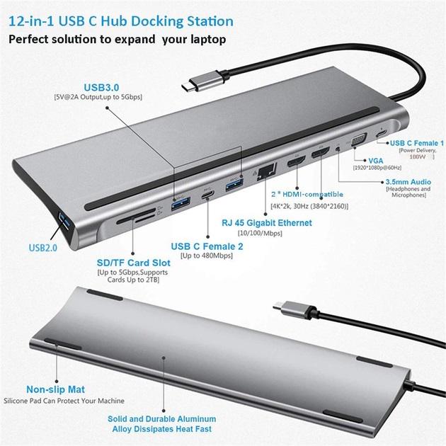 Док-станція 16в1 100W USB-C 4.0 240W/8K 60Hz (12345) - фото 2