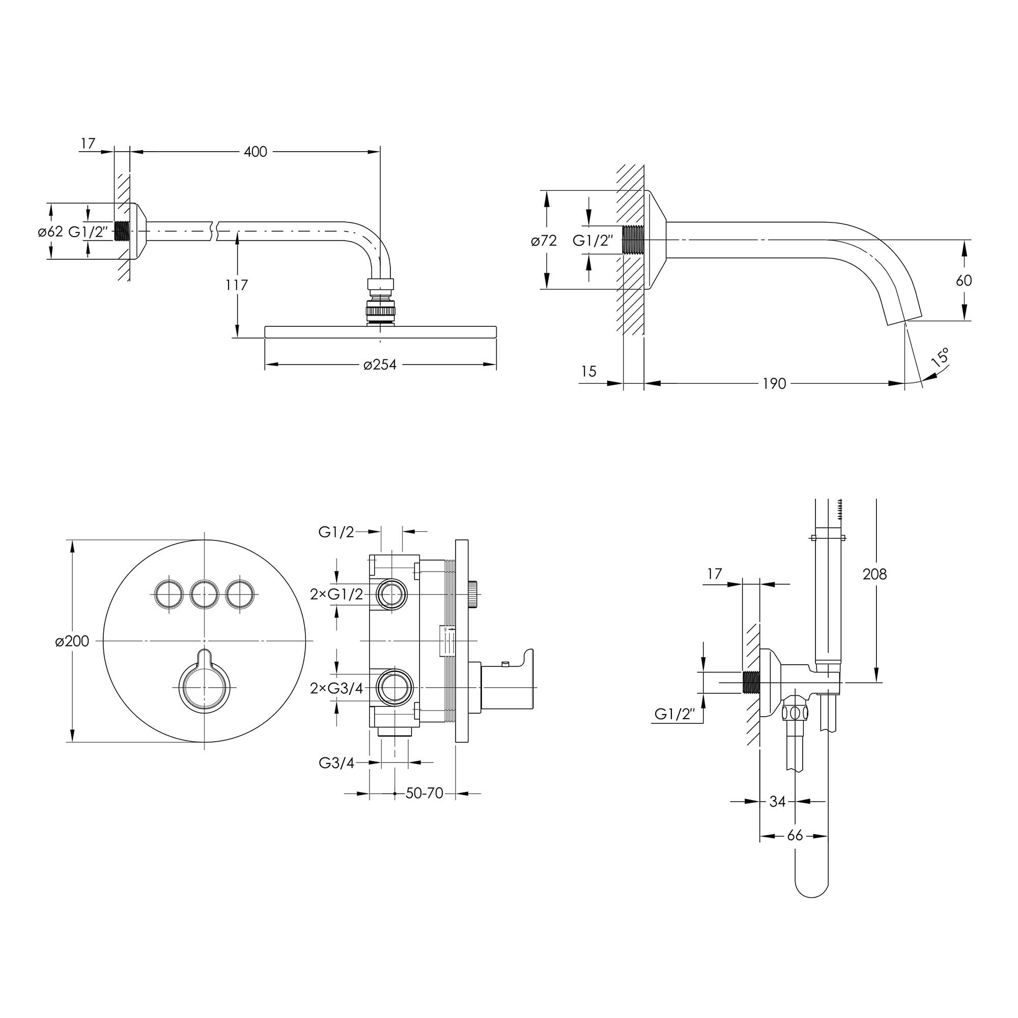 Душевая система Imprese Smatr Click ZMK101901227 с термостатом/изливом латунь Черный (ANT-82150) - фото 2 Душевая система Imprese Smatr Click ZMK101901227 с термостатом/изливом латунь Черный (ANT-82150) - фото 2